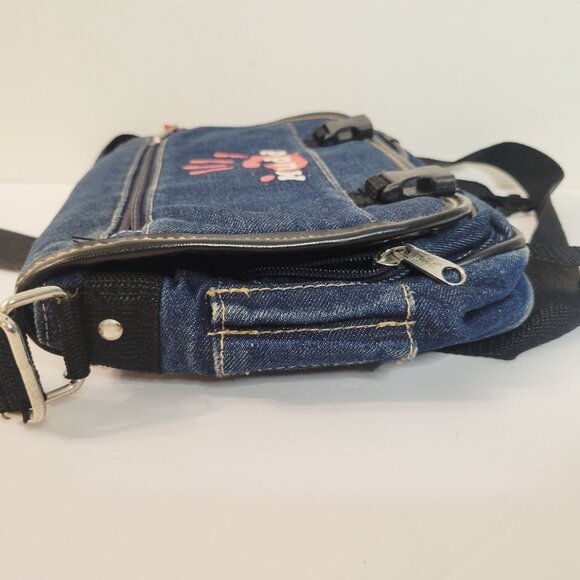 Vtg Mudd Denim Jean Blue Crossbody Bag Purse Y2K Satchel Bag Lots of Pockets - Picture 7 of 11